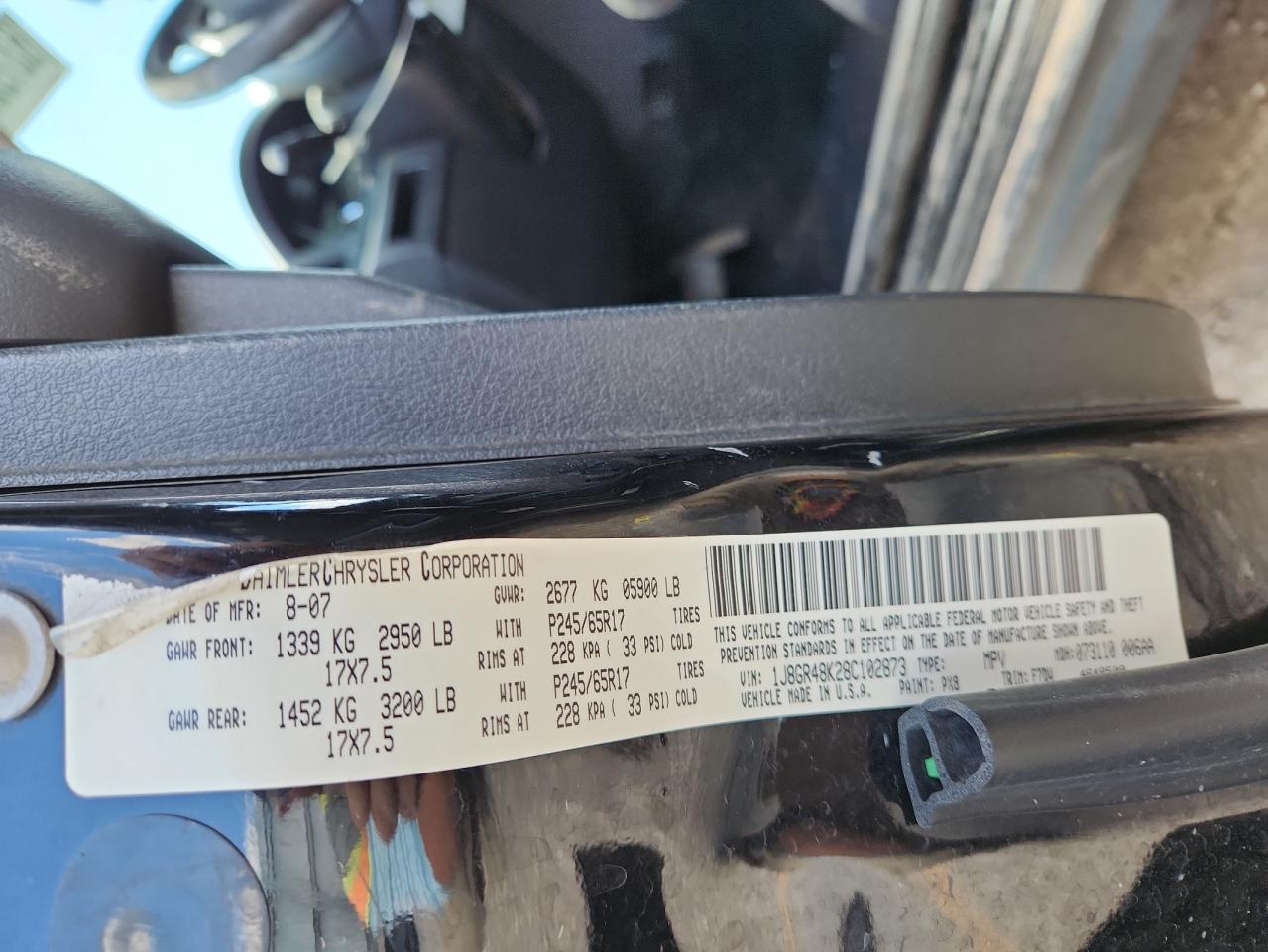 1J8GR48K28C102873 2008 Jeep Grand Cherokee Laredo