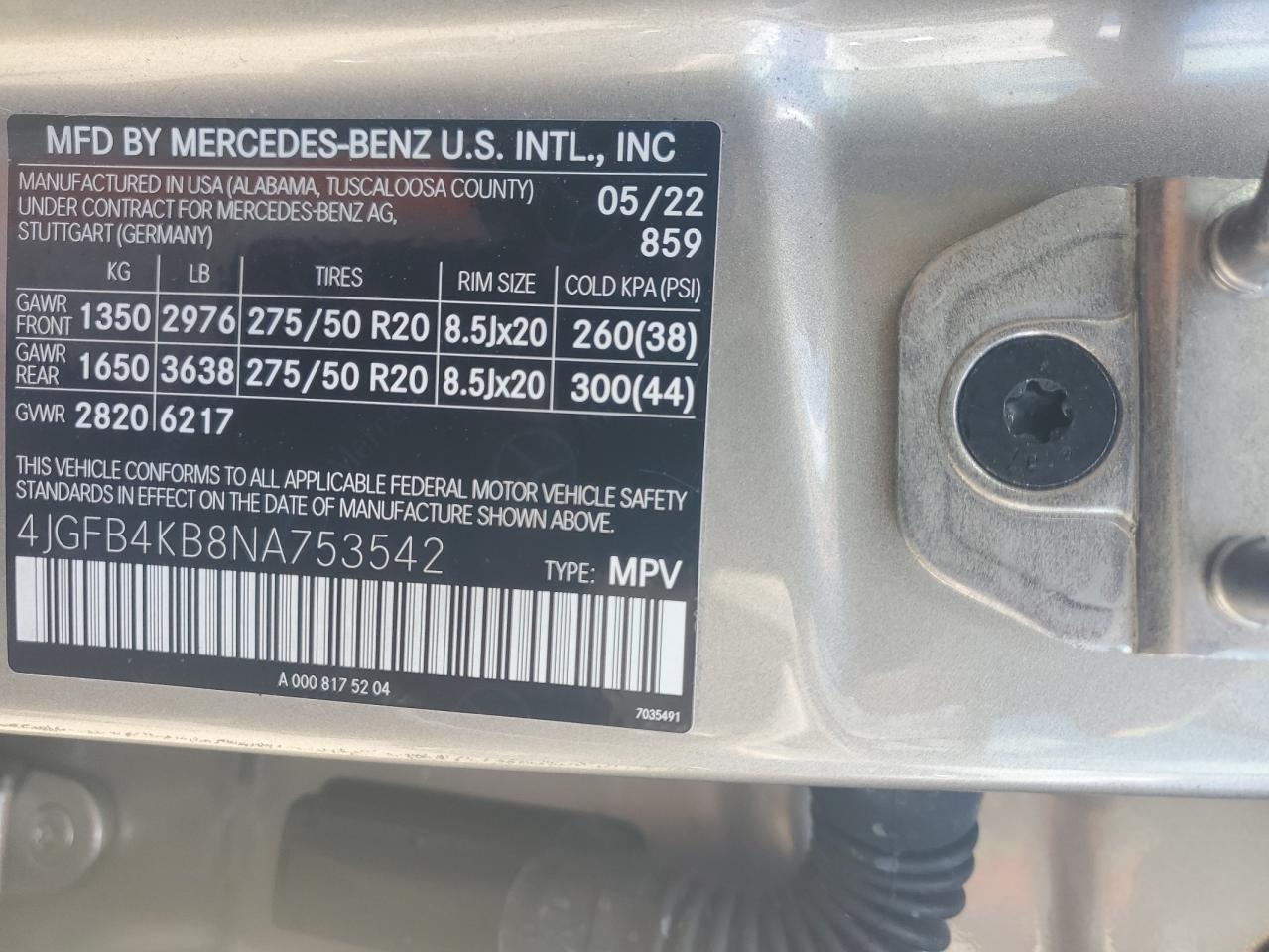 2022 Mercedes-Benz Gle 350 4Matic VIN: 4JGFB4KB8NA753542 Lot: 65131915