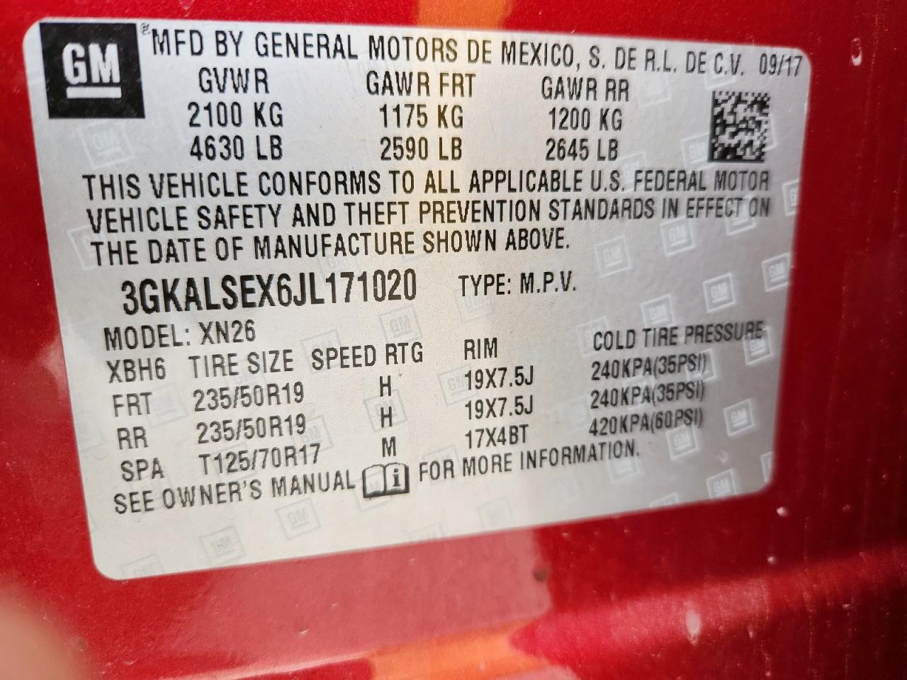 2018 GMC Terrain Denali VIN: 3GKALSEX6JL171020 Lot: 62718335