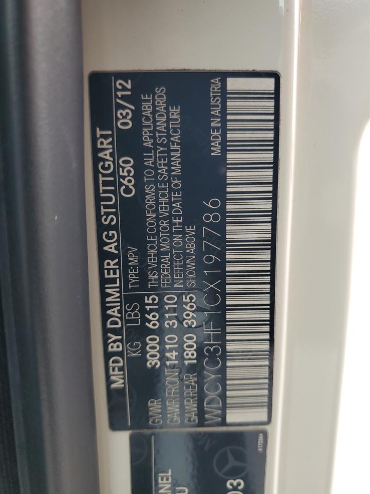 2012 Mercedes-Benz G 550 VIN: WDCYC3HF1CX197786 Lot: 65747145