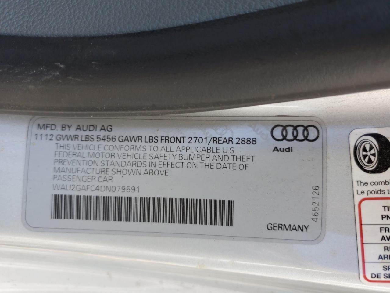 2013 Audi A7 Prestige VIN: WAU2GAFC4DN079691 Lot: 65089225