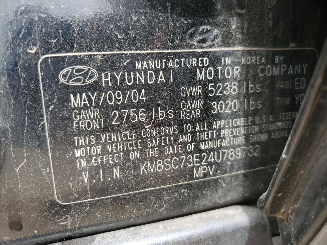 2004 Hyundai Santa Fe Gls VIN: KM8SC73E24U789732 Lot: 64816835