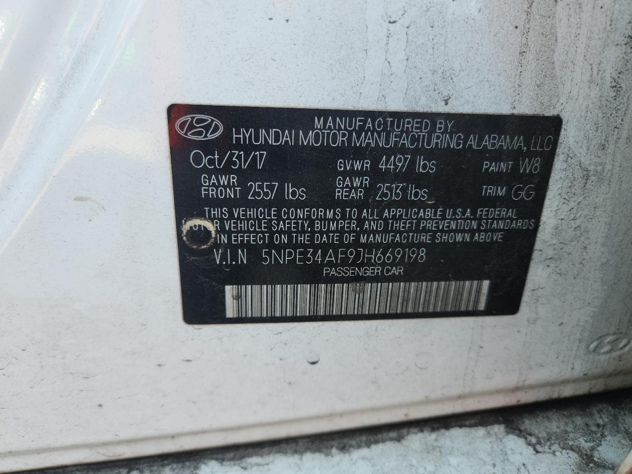 2018 Hyundai Sonata Sport VIN: 5NPE34AF9JH669198 Lot: 63017455