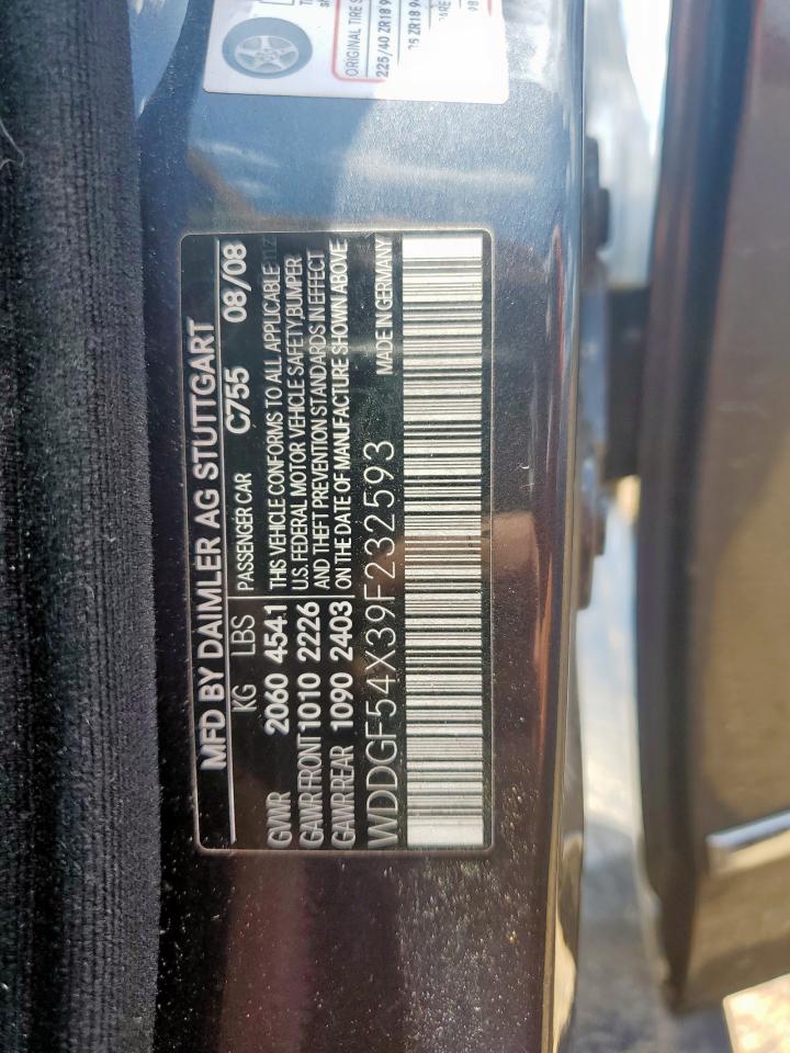 2009 Mercedes-Benz C 300 VIN: WDDGF54X39F232593 Lot: 64692385