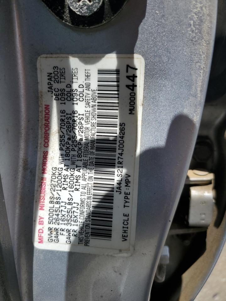 2004 Mitsubishi Montero Sport Es VIN: JA4LS21R74J004265 Lot: 63756835