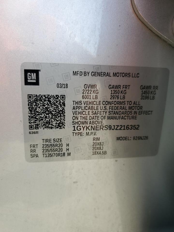2018 Cadillac Xt5 Premium Luxury VIN: 1GYKNERS9JZ216352 Lot: 64416865
