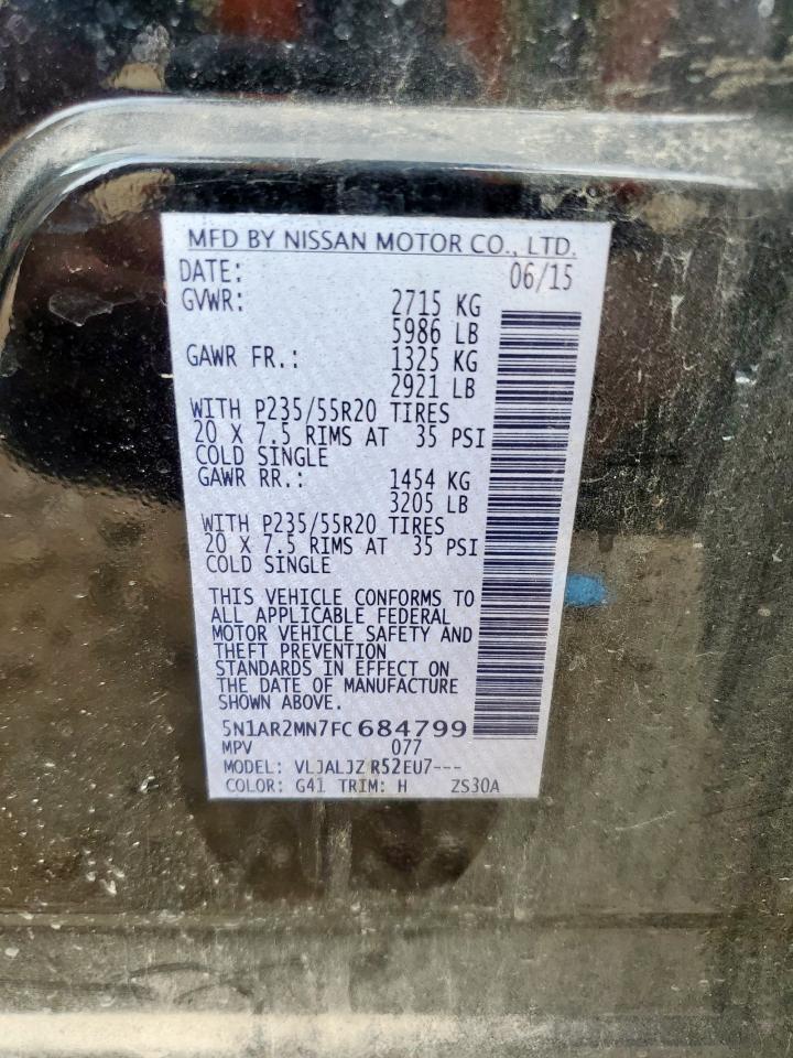 2015 Nissan Pathfinder S VIN: 5N1AR2MN7FC684799 Lot: 63605825