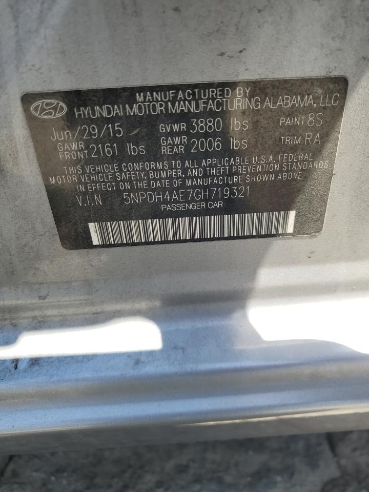 2016 Hyundai Elantra Se VIN: 5NPDH4AE7GH719321 Lot: 62827315