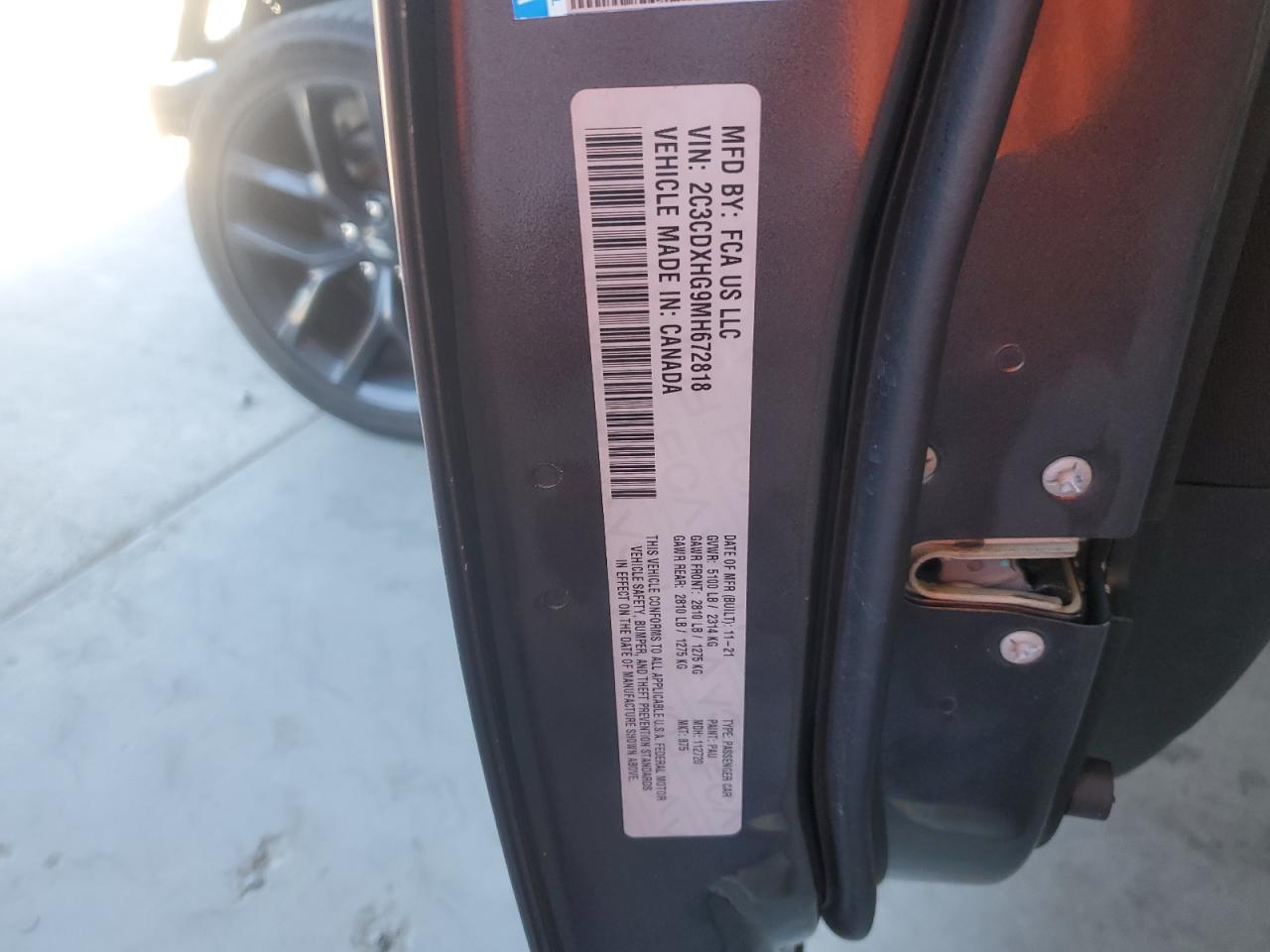 2021 Dodge Charger Gt VIN: 2C3CDXHG9MH672818 Lot: 64849265