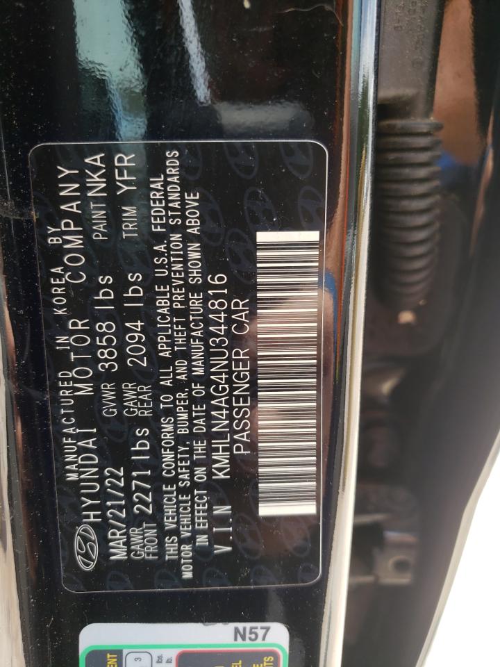 2022 Hyundai Elantra Sel VIN: KMHLN4AG4NU344816 Lot: 64931575