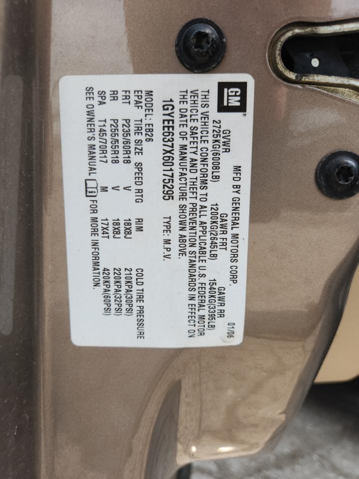 2006 Cadillac Srx VIN: 1GYEE637X60175295 Lot: 66811405