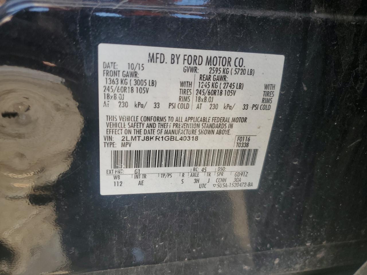 2lmtj8kr1gbl40318 2LMTJ8KR1GBL40318 2016 Lincoln Mkx Select