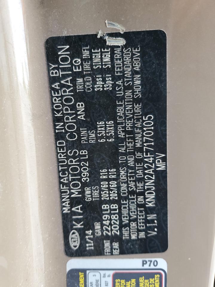 2015 Kia Soul VIN: KNDJN2A24F7170105 Lot: 65507565