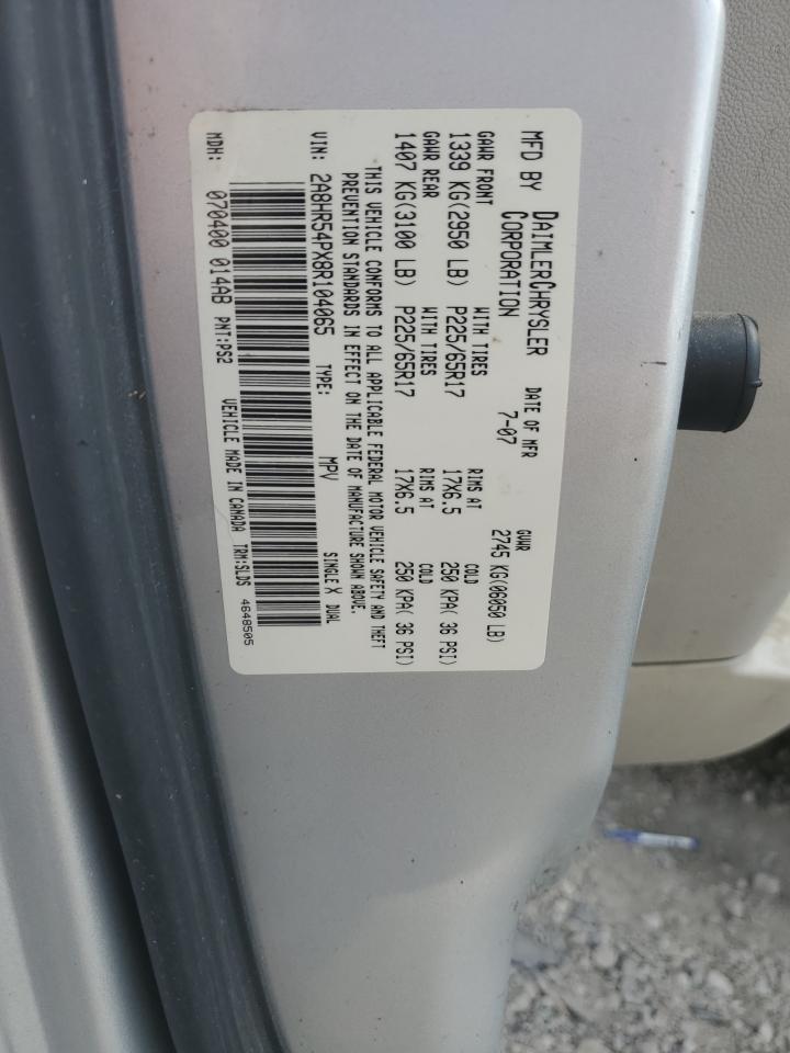 2008 Chrysler Town & Country Touring VIN: 2A8HR54PX8R104065 Lot: 64371985