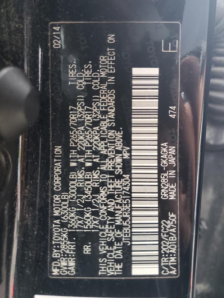 2014 Toyota 4Runner Sr5 VIN: JTEBU5JR3E5174304 Lot: 64176535