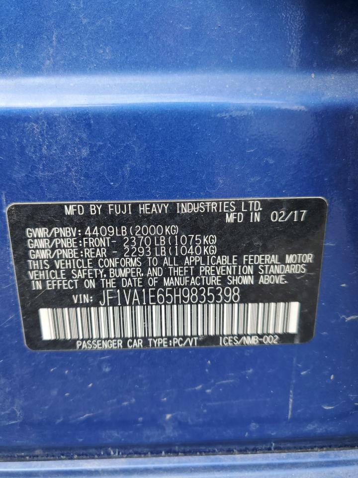 2017 Subaru Wrx Premium VIN: JF1VA1E65H9835398 Lot: 63627725