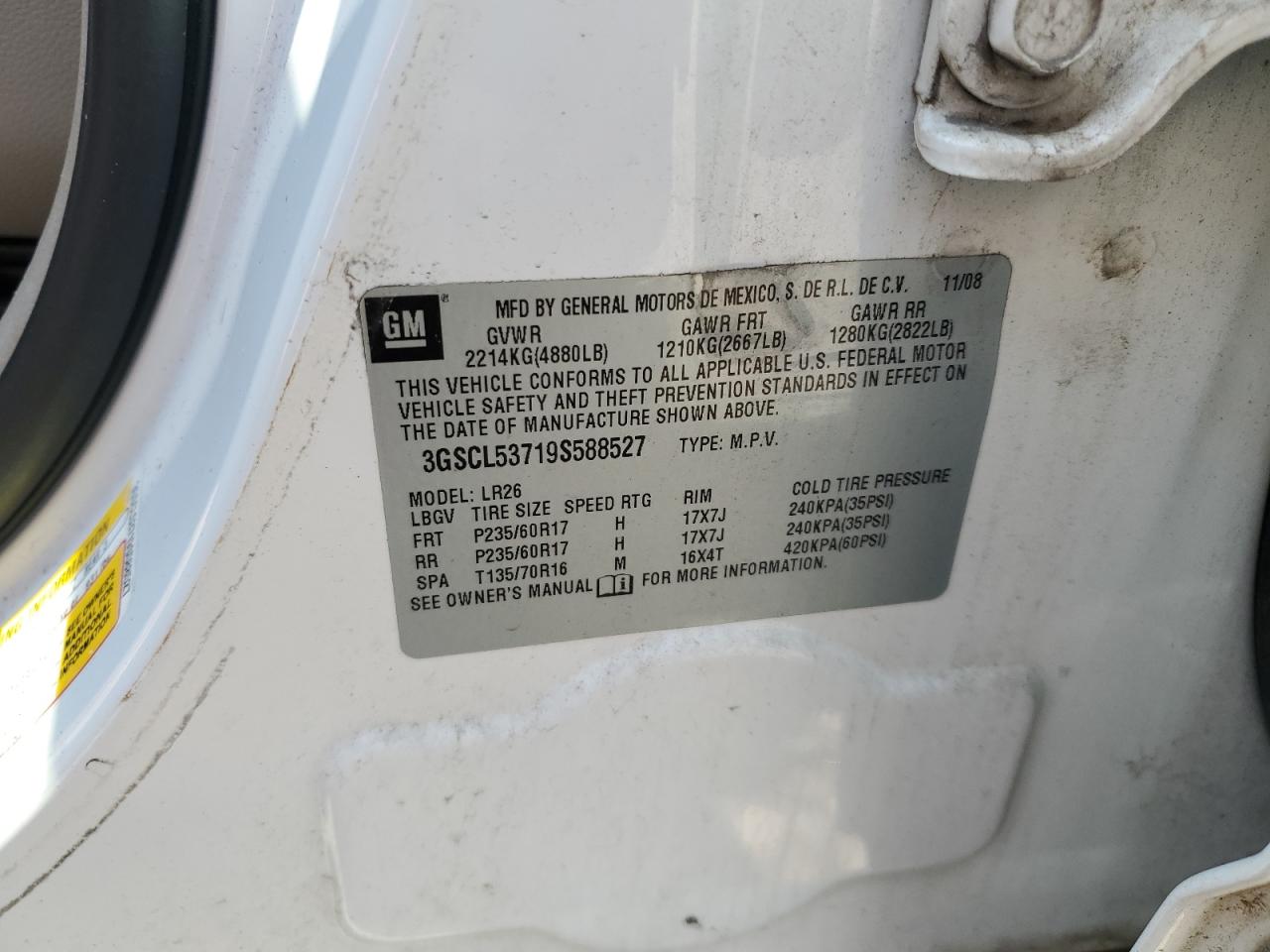 2009 Saturn Vue Xr VIN: 3GSCL53719S588527 Lot: 64495815