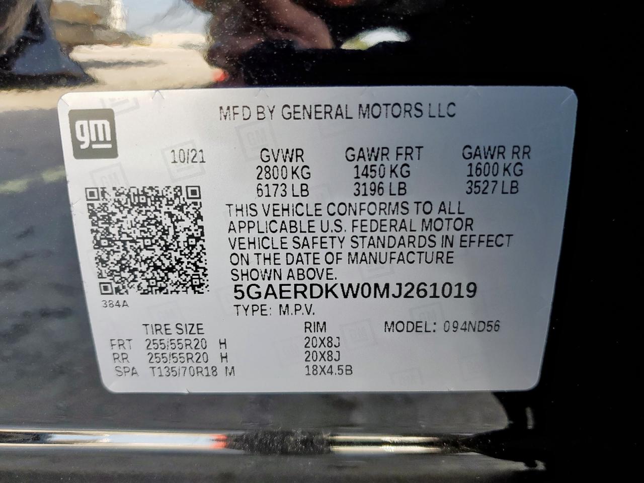 2021 Buick Enclave Avenir VIN: 5GAERDKW0MJ261019 Lot: 64453695