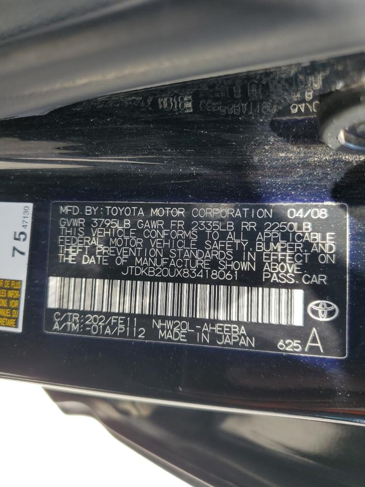 2008 Toyota Prius VIN: JTDKB20UX83418061 Lot: 64813675