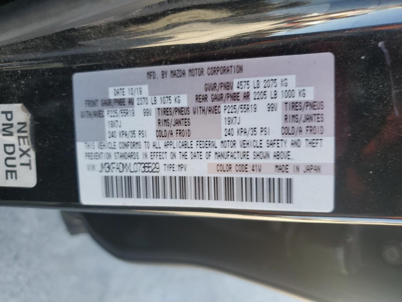 2020 Mazda Cx-5 Grand Touring VIN: JM3KFADMXL0736529 Lot: 66507445