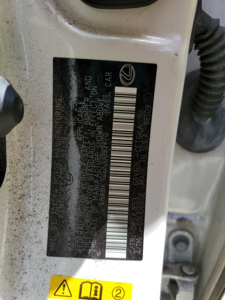 2018 Lexus Es 350 VIN: 58ABK1GG2JU093470 Lot: 71898025