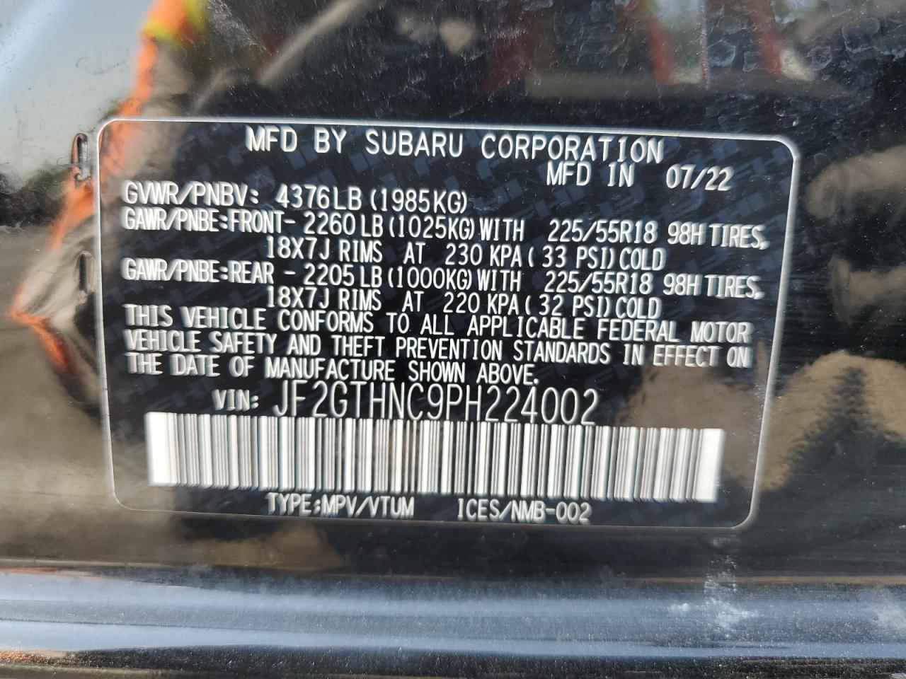 2023 Subaru Crosstrek Limited VIN: JF2GTHNC9PH224002 Lot: 65000015