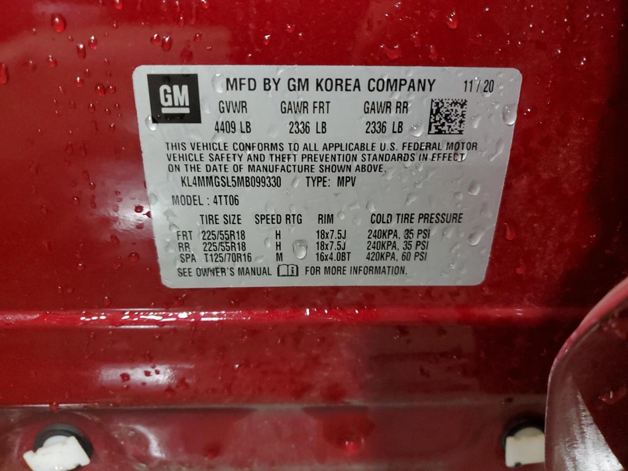 2021 Buick Encore Gx Essence VIN: KL4MMGSL5MB099330 Lot: 64293495