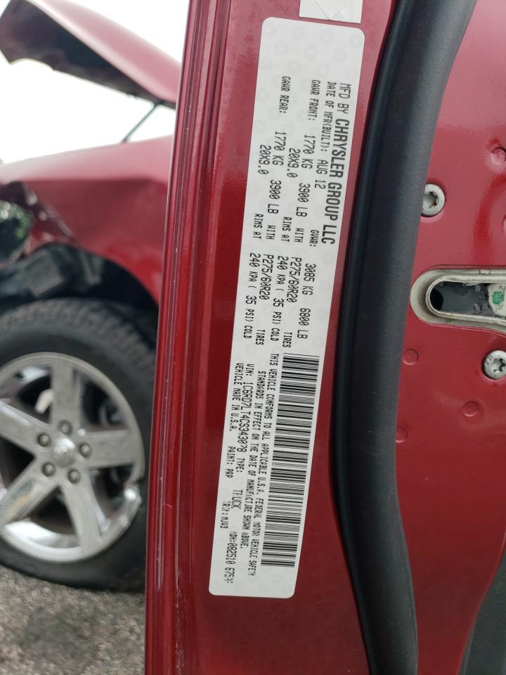 2012 Dodge Ram 1500 Slt VIN: 1C6RD7LT4CS343078 Lot: 64305895