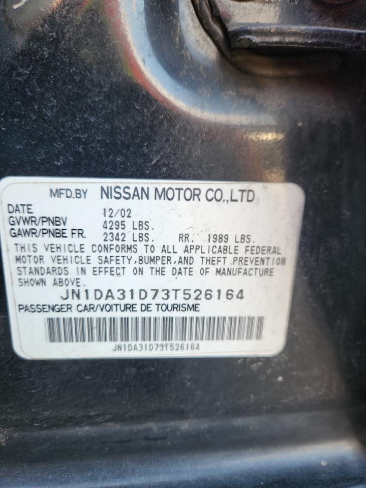 2003 Nissan Maxima Gle VIN: JN1DA31D73T526164 Lot: 65118525