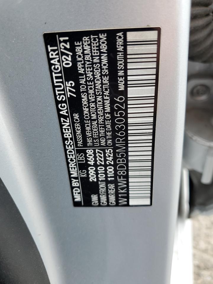 2021 Mercedes-Benz C 300 VIN: W1KWF8DB5MR630526 Lot: 65185895