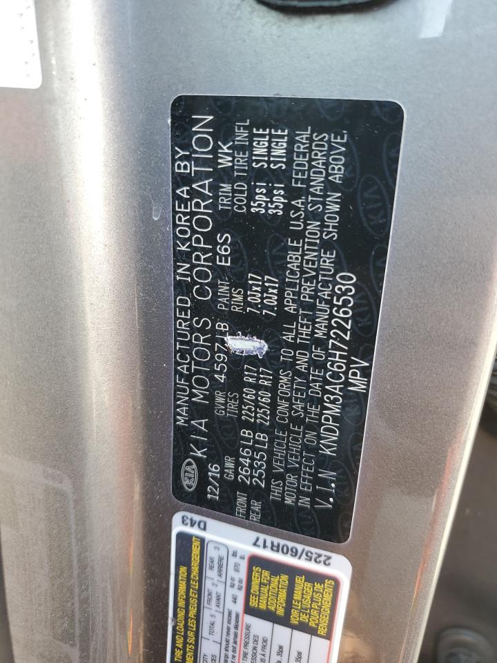 2017 Kia Sportage Lx VIN: KNDPM3AC6H7226530 Lot: 65360535