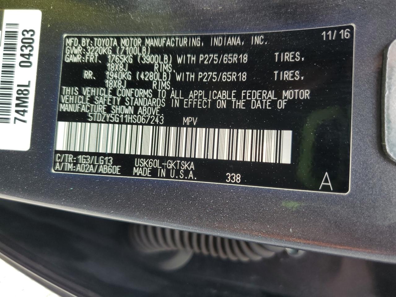 2017 Toyota Sequoia Sr5 VIN: 5TDZY5G11HS067243 Lot: 66671635