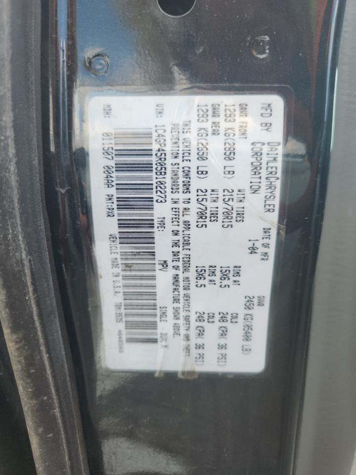 2005 Chrysler Town & Country VIN: 1C4GP45R05B102273 Lot: 62895695