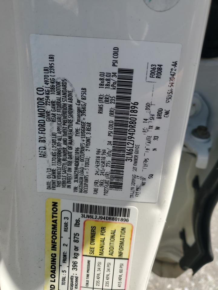 2013 Lincoln Mkz VIN: 3LN6L2J94DR801896 Lot: 67064845