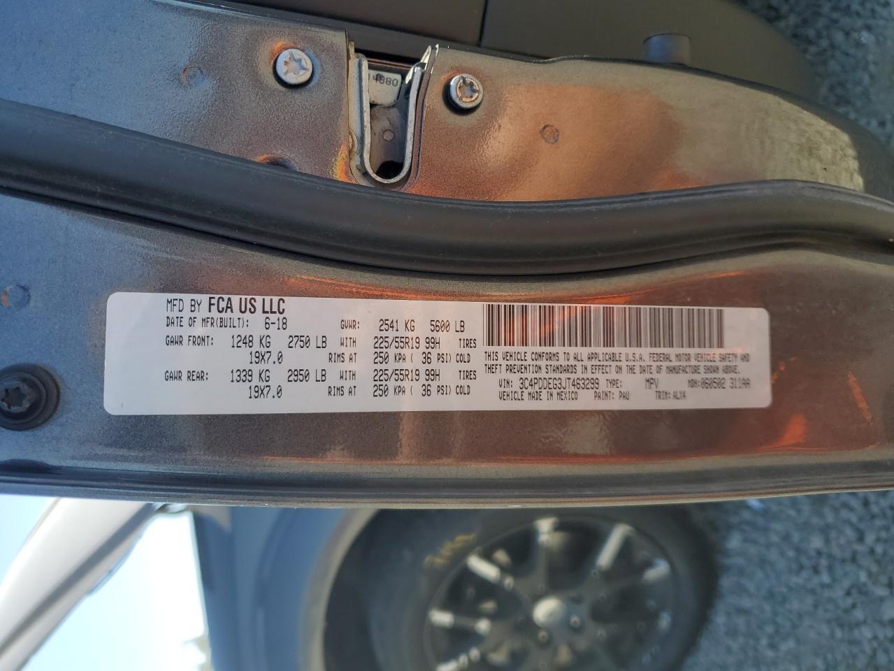 2018 Dodge Journey Gt VIN: 3C4PDDEG3JT463299 Lot: 65776235