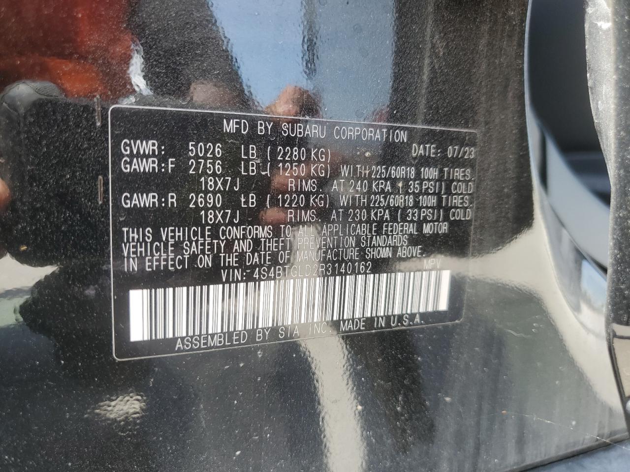 2024 Subaru Outback Onyx Edition Xt VIN: 4S4BTGLD2R3140162 Lot: 62643135