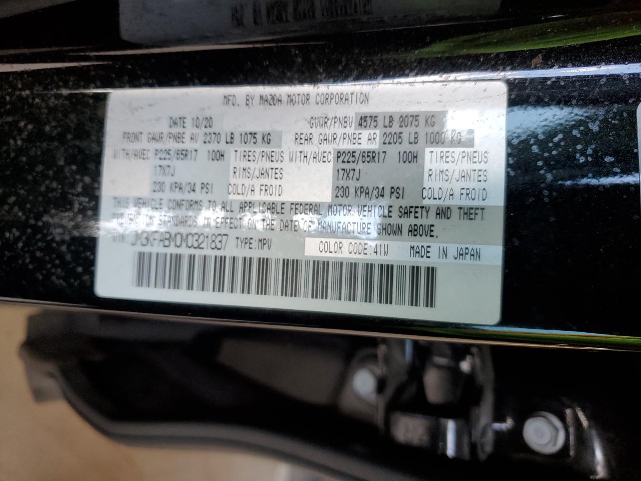 2021 Mazda Cx-5 Sport VIN: JM3KFABM0M0321837 Lot: 65452855