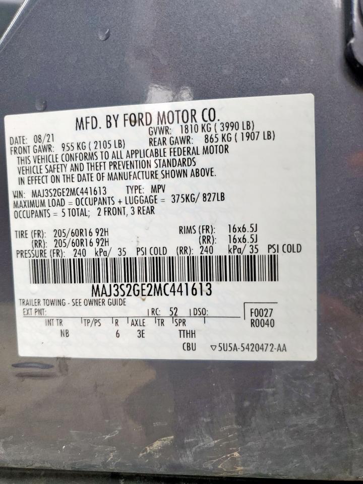 2021 Ford Ecosport Se VIN: MAJ3S2GE2MC441613 Lot: 63488065