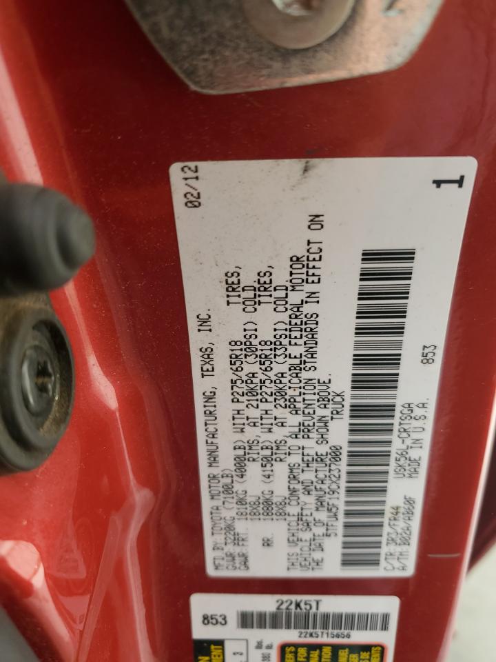 2012 Toyota Tundra Double Cab Sr5 VIN: 5TFUW5F19CX237000 Lot: 63672135