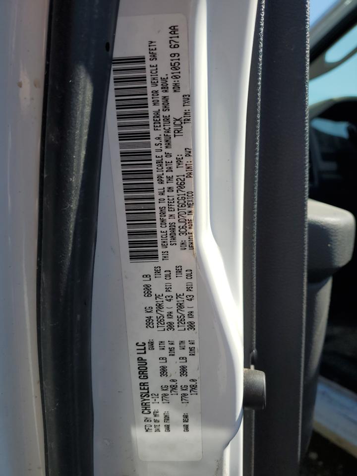 2012 Dodge Ram 1500 St VIN: 3C6JD7DT6CG170621 Lot: 64923815