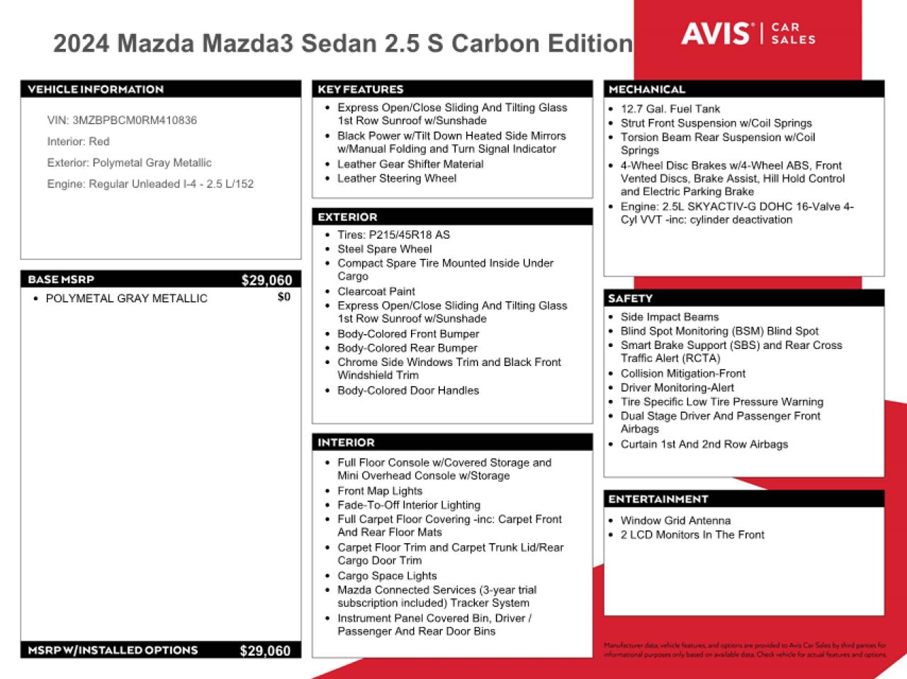 2024 Mazda 3 Preferred VIN: 3MZBPBCM0RM410836 Lot: 66141565