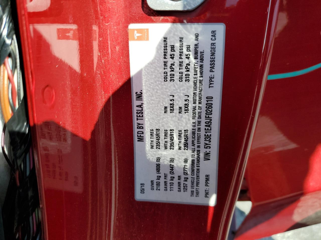 2018 Tesla Model 3 VIN: 5YJ3E1EA9JF026010 Lot: 64212865