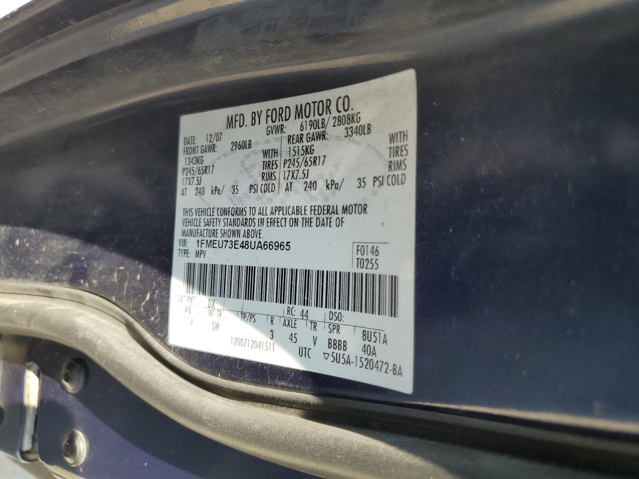 2008 Ford Explorer Xlt VIN: 1FMEU73E48UA66965 Lot: 63432215