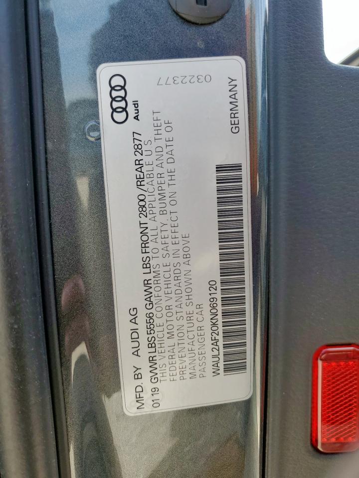 2019 Audi A6 Premium Plus VIN: WAUL2AF20KN069120 Lot: 63126565