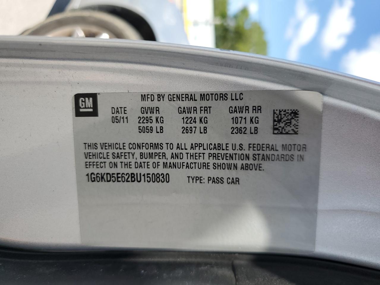 1g6kd5e62bu150830 1G6KD5E62BU150830 2011 Cadillac Dts Luxury Collection