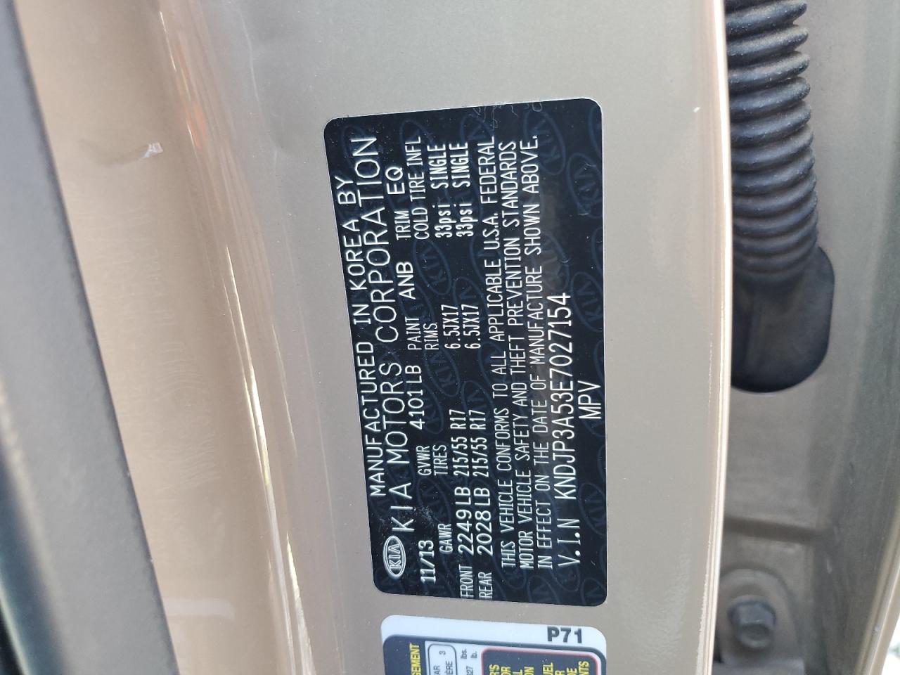 2014 Kia Soul + VIN: KNDJP3A53E7027154 Lot: 65247435