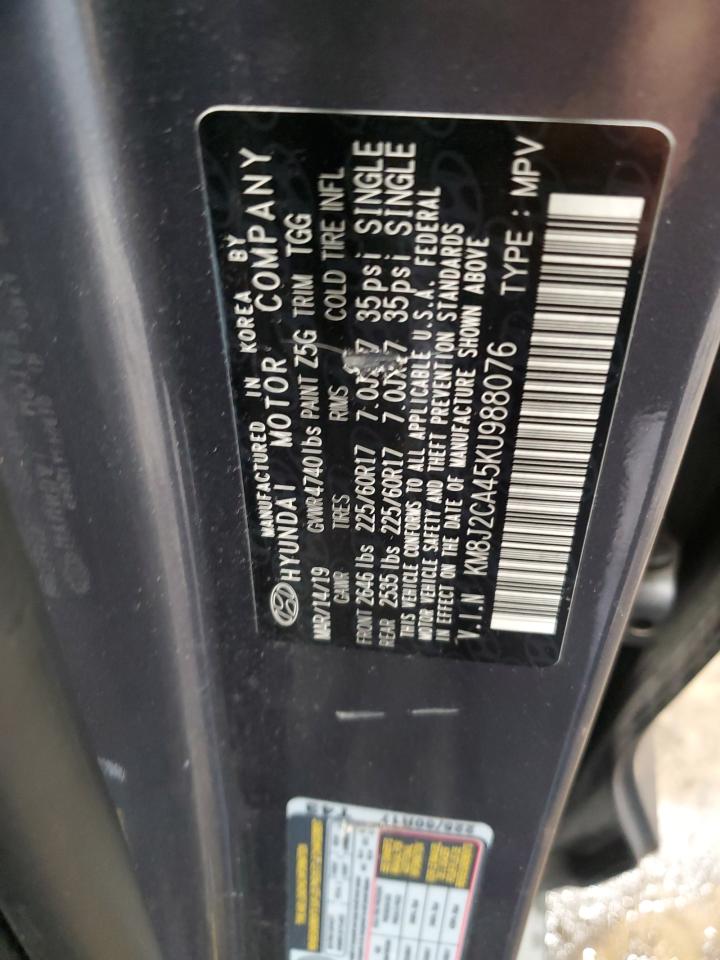 2019 Hyundai Tucson Se VIN: KM8J2CA45KU988076 Lot: 64279665