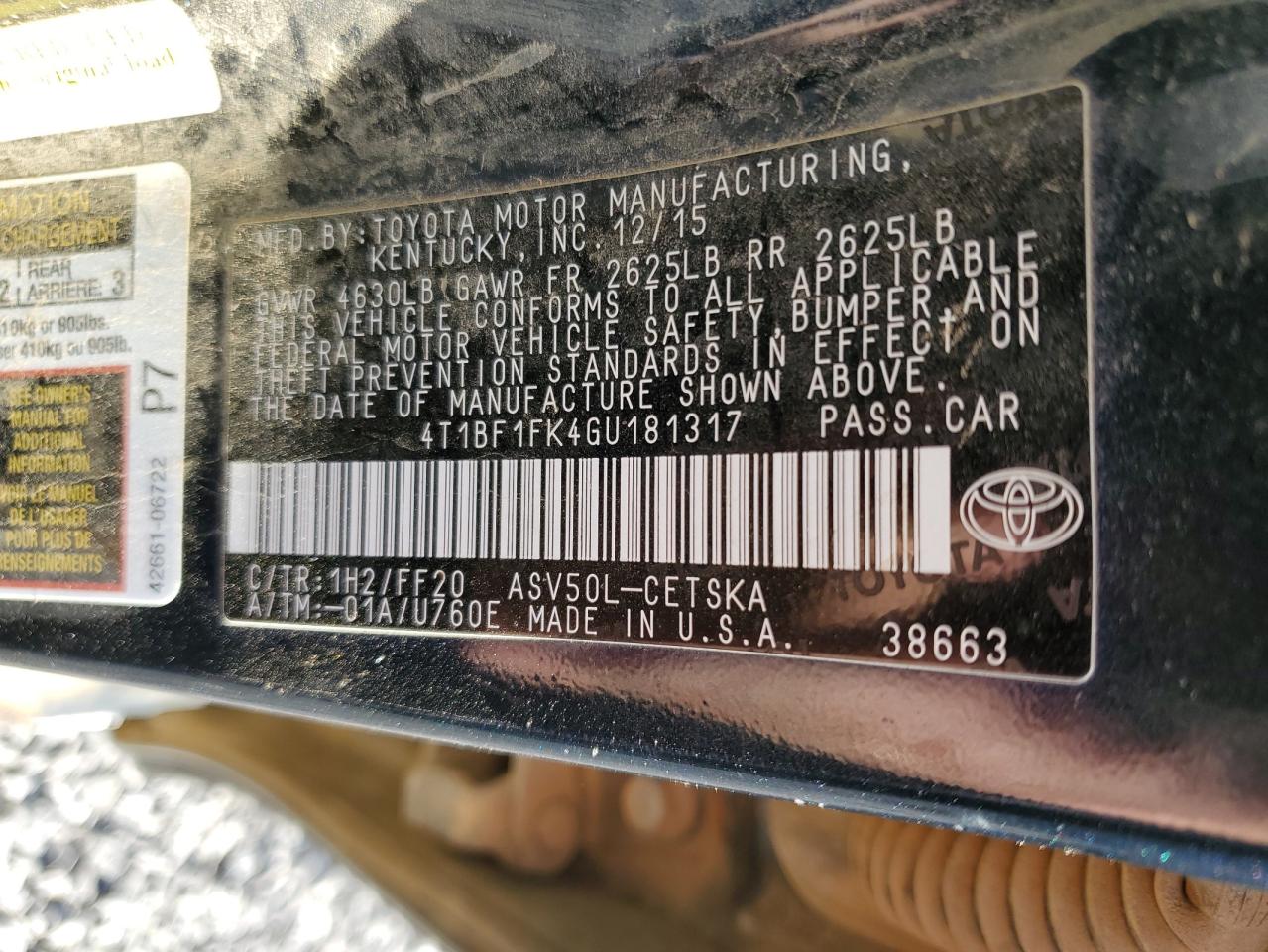 2016 Toyota Camry Le VIN: 4T1BF1FK4GU181317 Lot: 64354685