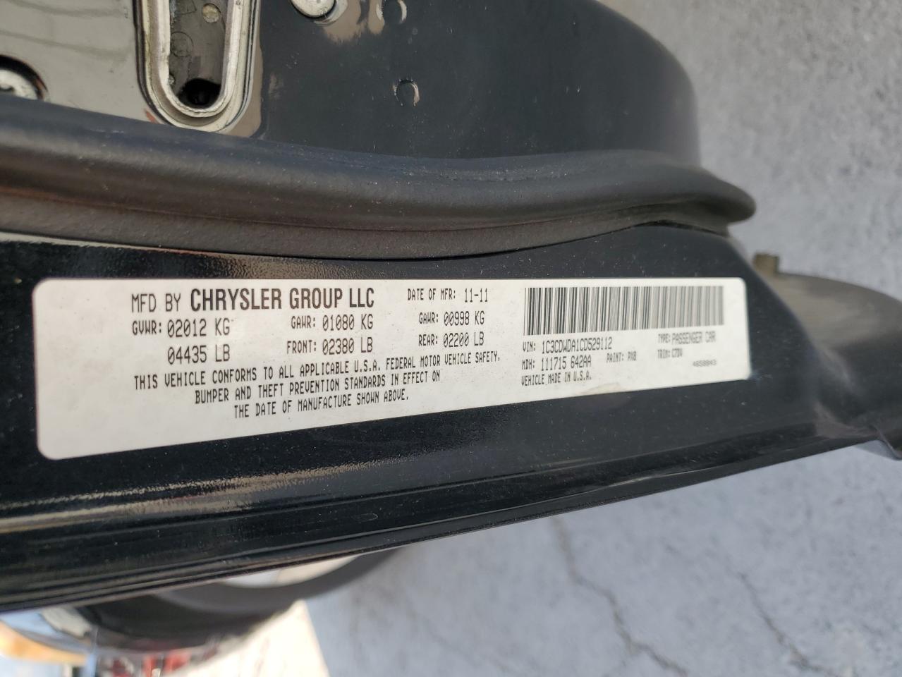 2012 Dodge Caliber Sxt VIN: 1C3CDWDA1CD529112 Lot: 65023375