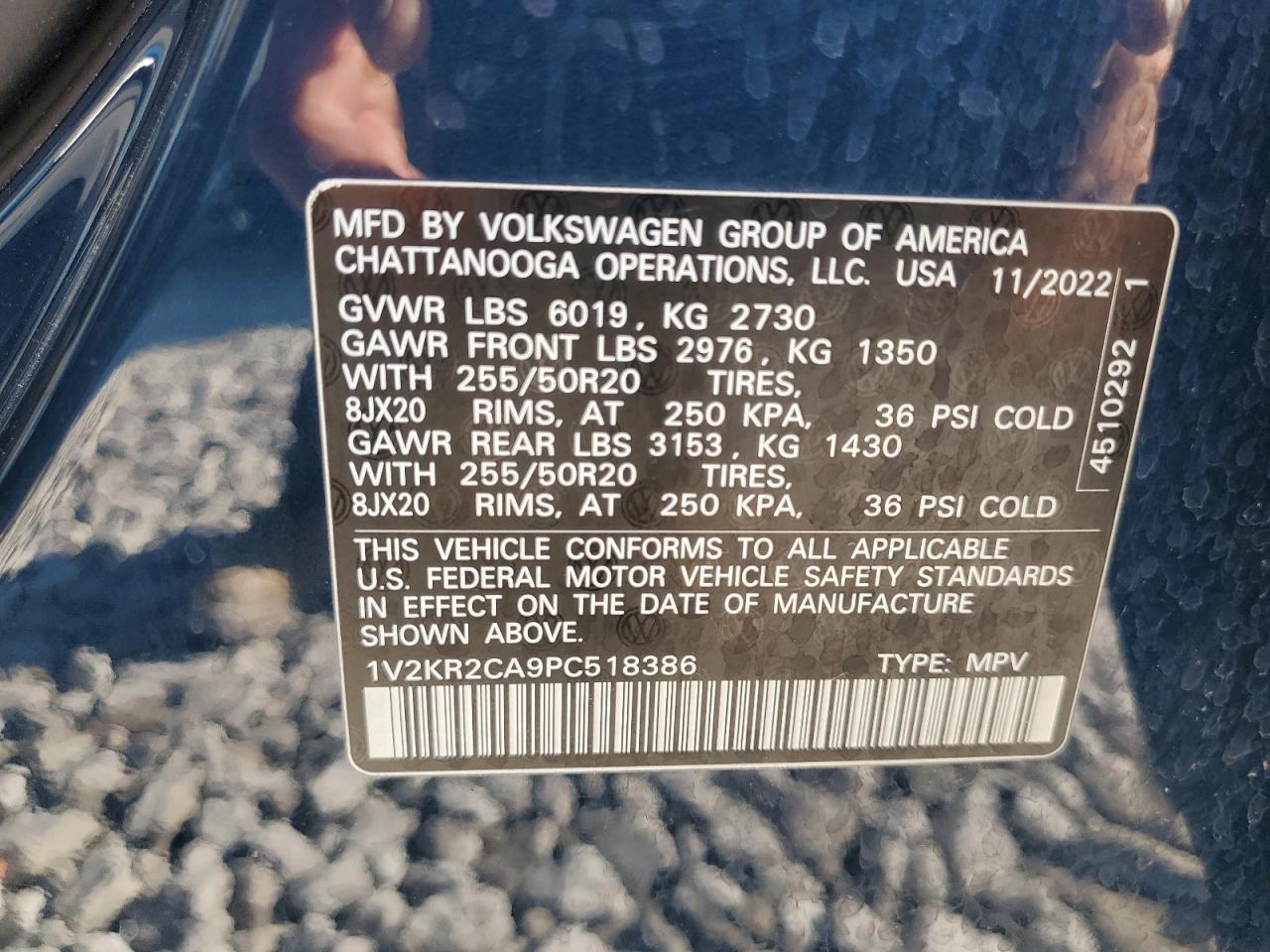 2023 Volkswagen Atlas Se VIN: 1V2KR2CA9PC518386 Lot: 64233685